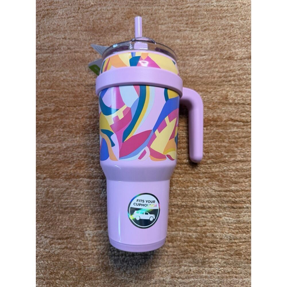 Reduce 40oz Vacuum Insulated Tumbler Mug Pink 3-in-1 Lid NWT